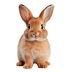 Obraz premium Small brown rabbit isolated on transparent background. PNG.