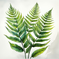 watercolor fern plant clipart, Generative Ai