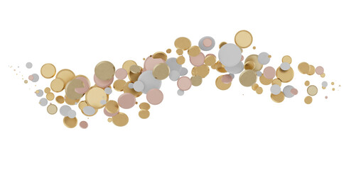 Radiant Festivity: Spectacular 3D Illustration Showcasing Radiating gold Confetti