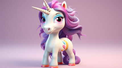 A cute unicorn is a 3D illustration