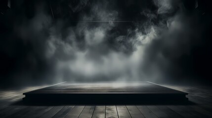 Storm in the dark. Smoke over the floor. Concrete - obrazy, fototapety, plakaty