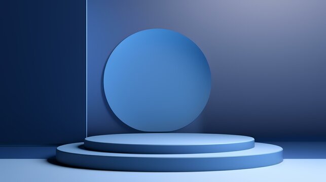 Mockup Podium For Product Presentation Against A Blue Abstract Background