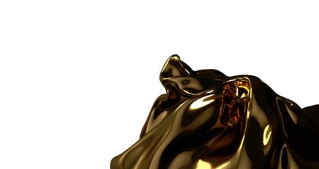 Abstract background of gold wavy silk or satin. 3d