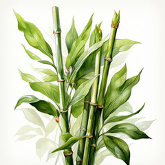 Fototapeta na wymiar watercolor Lucky bamboo stalk clipart, Generative Ai