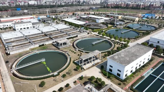 view of sewage-treatment plant