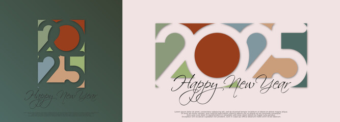Happy new year  - best wishes 2025 with colorful truncated number. Perfect vector for poster,  banner, greeting and new year 2025 celebration.