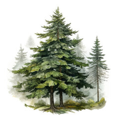 watercolor Norway spruce clipart, Generative Ai - obrazy, fototapety, plakaty