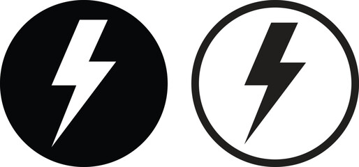 Lightning icon set vector in two styles . Lightning bolt icon . Flash icon