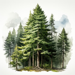 Fototapeta premium watercolor Norway spruce clipart, Generative Ai