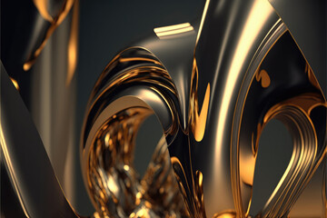 Abstract golden swirls and curves create a mesmerizing and luxurious pattern, suitable for high-end design themes.