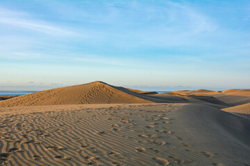 Sand dunes of Maspalomas on Gran Canaria in Spain