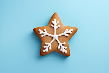 Fototapeta na wymiar Gingerbread Magic: Vibrant Blue Backdrop