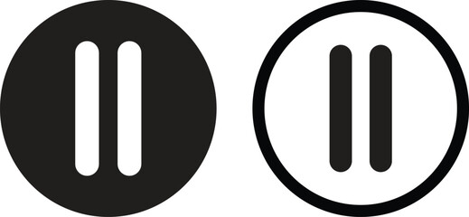 Pause icon set in two styles isolated on white background . Vector illustration