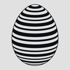 Easter egg. Black and white.  Vector on a gray background.