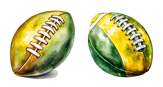 Football, watercolor clipart illustration with isolated background.