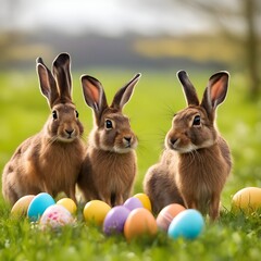 easter bunnies and easter eggs