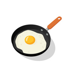 Vector Flat Fried Egg, Omelet in a Frying Pan Isolated on White Background. Sunny Side Up, Healthy Breakfast, Protein Food, Diet Meal Concept. Design Template