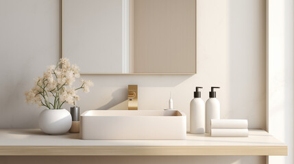 Fototapeta na wymiar mockup of a clean bathroom vanity