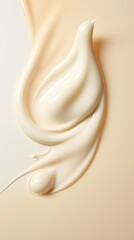 Face lotion cream seample, beige cream sample on a light background, lotion texture, a smear of moisturizer closeup, beauty and skin care concept