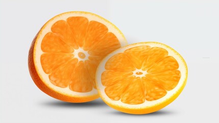 Healthy diet. Tropical fruits. Sliced oranges on white background. Isolated