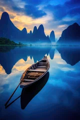 Cercles muraux Guilin Landscape of Guilin, Li River and Karst mountains, China. Generative ai