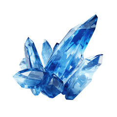 Blue formation of levitating crystal isolated on white or transparent background