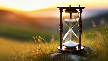 Hourglass with Running Sand - Concept of Time - Time is Money - Time is Running Out