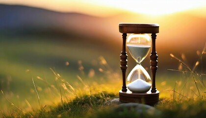 Hourglass with Running Sand - Concept of Time - Time is Money - Time is Running Out