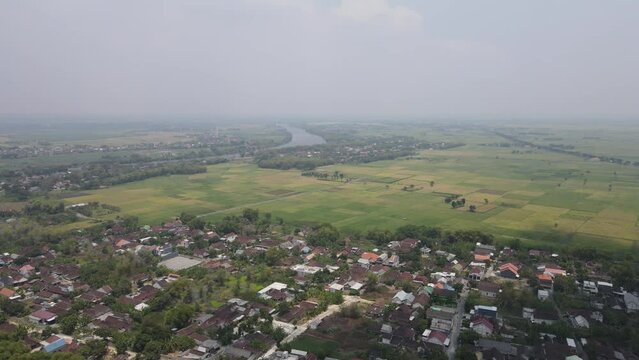 Aerial view of Lamongan subdistrict, East Java province, Indonesia.