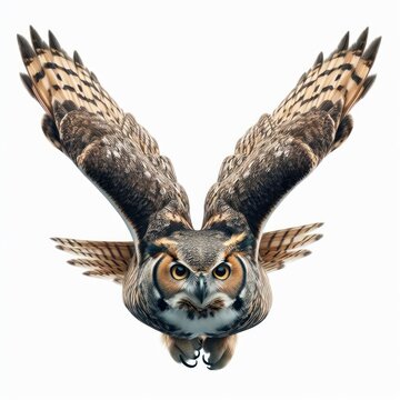 Eagle owl, Royal owl portrait, Buho real, Strigidae, isolated White background