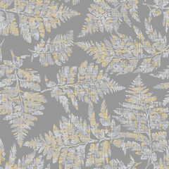 Abstract botanical Floral brush strokes seamless pattern design for fashion textiles, graphics, backgrounds and crafts linen texture  leaves silhouettes Chic rustic interior stylish pattern all over 