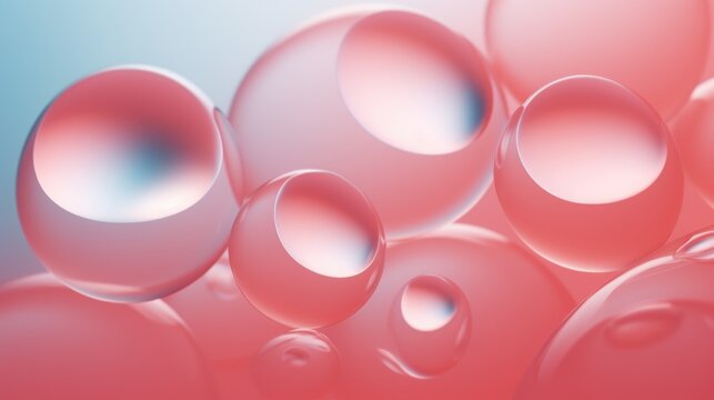  a close up of a bunch of bubbles on a blue and red background with a blue sky in the background.