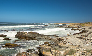 View of the sea from Robben Island near Cape Town in South Africa