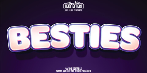 Besties editable text effect, customizable cartoon and comic 3D font style