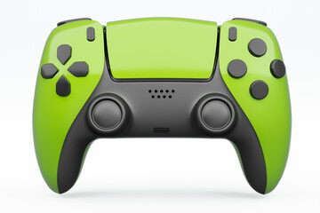 Realistic green video game joystick or gamepad on white background © Vasyl Onyskiv
