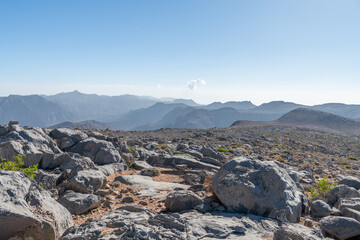 Desert Mountains and Scenery at Jebel Al Harim on the Musandam peninsular, Oman