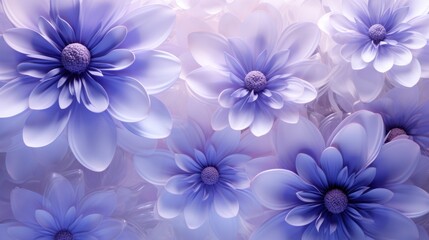  a close up of a bunch of flowers on a white and blue background with a lot of blue flowers in the middle of the picture.