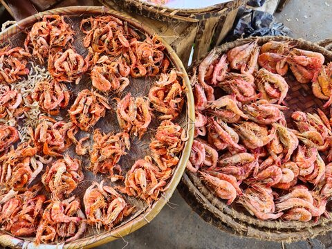 dried shrimp in a market in Nosy Be in Madagascar