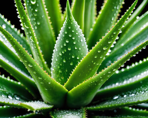 Soothing Aloe: Dew-Kissed Succulent Leaves