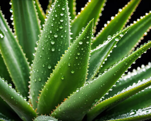Soothing Aloe: Dew-Kissed Succulent Leaves