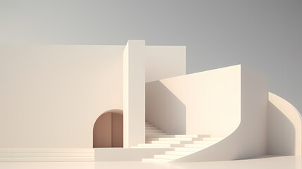 minimalist architecture,3d render of abstract futuristic architecture with empty concrete floor