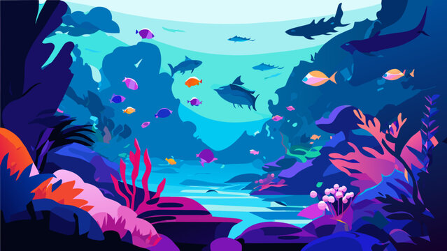 Underwater scenes vektor icon illustation