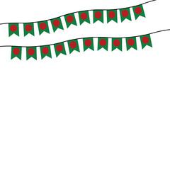 Bunting flags of Bangladesh on a rope, Vector illustration, Patriotic Celebration Background, Carnival colored garlands and bunting, Festive bunting flags, celebration