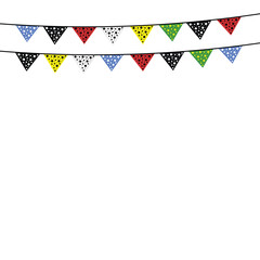 Fototapeta na wymiar Colored party bunting flags, Vector illustration, string of flags, colorful pennants banner, carnival garland, birthday party decoration, Colorful pennant flags for decoration