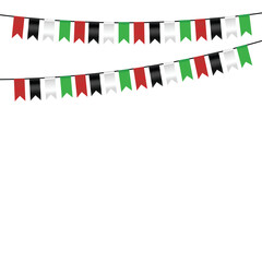 Fototapeta na wymiar National flag themed buntings, Vector illustration, Patriotic Celebration Background, Carnival colored garlands and bunting, Happiness and celebration, Festive bunting flags