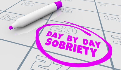 Day By Day Sobriety Alcoholism Addict Recovery Sober Life Calendar 3d Illustration - obrazy, fototapety, plakaty