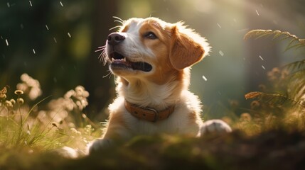 Generative AI image of dog shot in nature