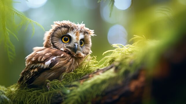 Generative AI image of owl in the forest