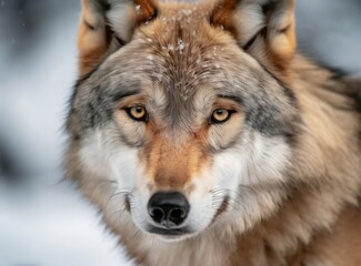 Fototapeta premium Wolf into the woods on winter