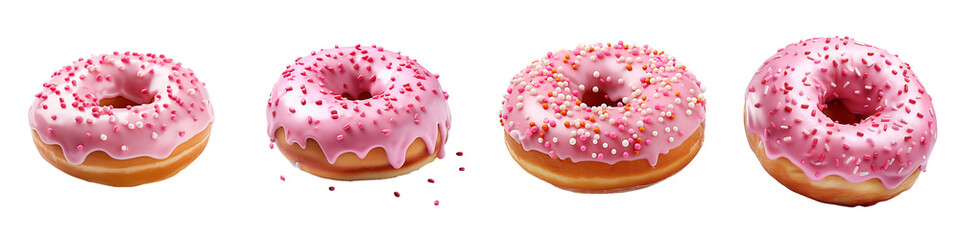 Pink Donut Hyperrealistic Highly Detailed Isolated On Transparent Background Png File